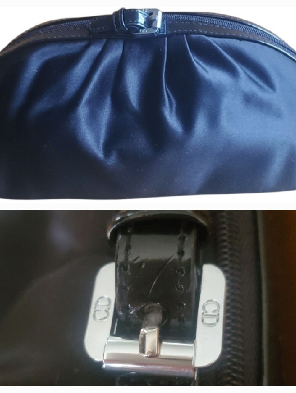 Christian Dior Satin Buckle Cosmetic Clutch Bag